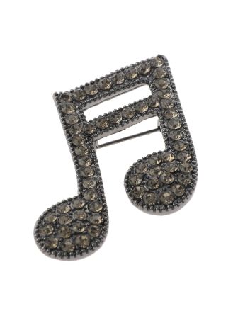 Crystal Music Note Brooch