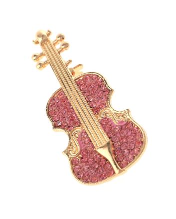 Crystal Violin Brooch