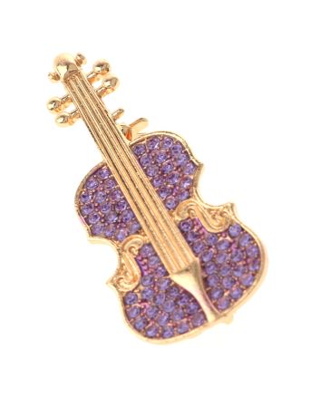 Crystal Violin Brooch