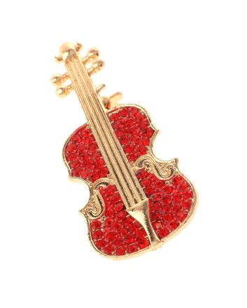 Crystal Violin Brooch