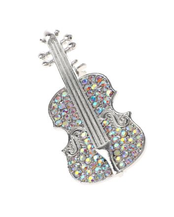 Crystal Violin Brooch