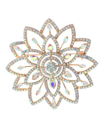 Large Crystal Flower Brooch