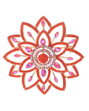 Large Crystal Flower Brooch