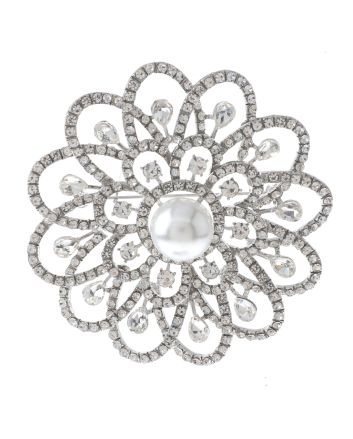 Large Crystal Flower Brooch