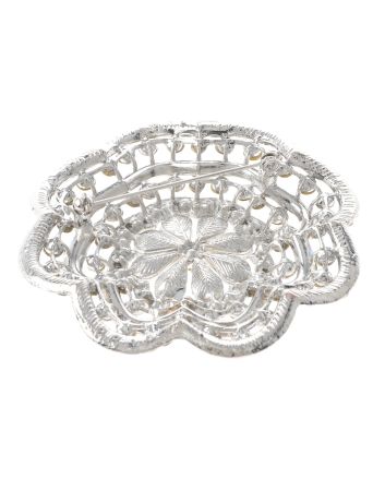 Large Crystal Flower Brooch