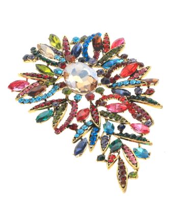 Extra Large Crystal Flower Brooch