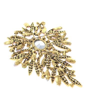 Extra Large Crystal Flower Brooch