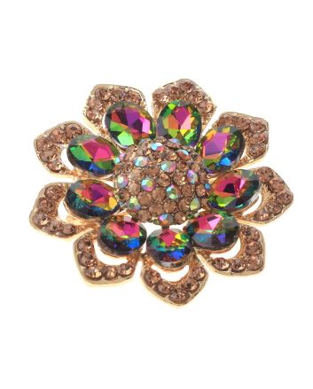 Medium Crystal Flower Brooch