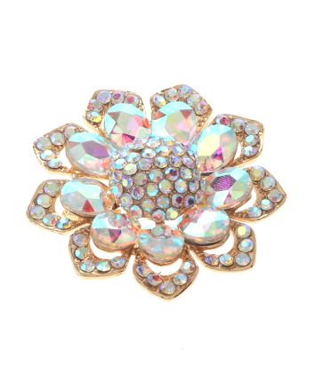 Medium Crystal Flower Brooch