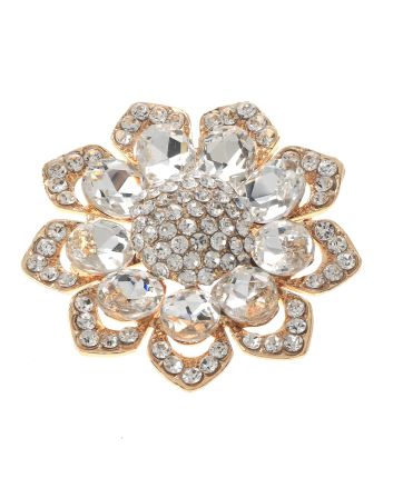 Medium Crystal Flower Brooch
