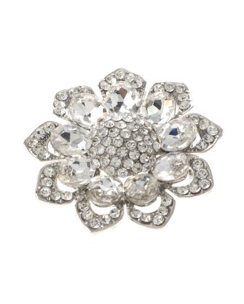 Medium Crystal Flower Brooch