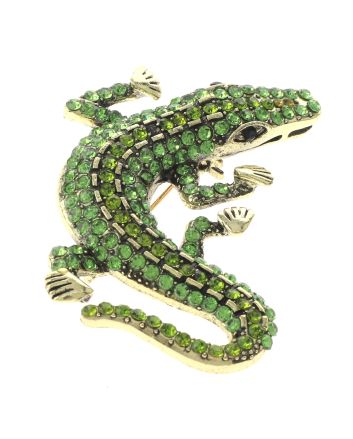 Medium Size Crystal Alligator Pin