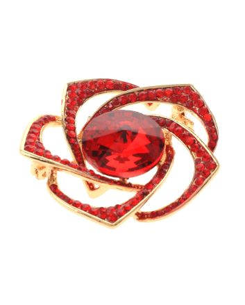 Medium Size Crystal Rose Brooch