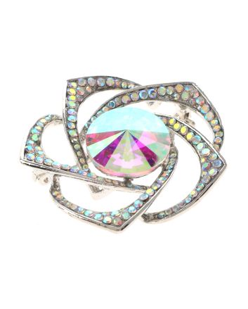 Medium Size Crystal Rose Brooch