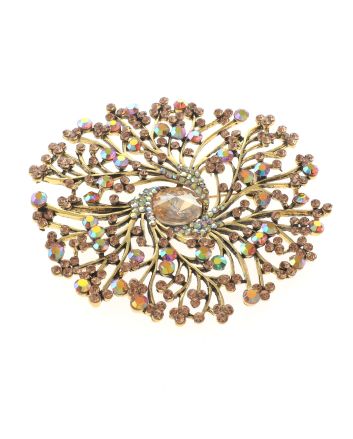 Extra Large Crystal Flower Brooch