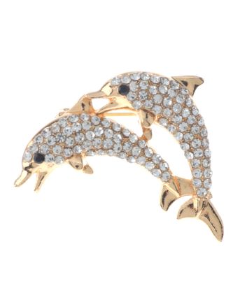 Crystal Dolphin Brooch