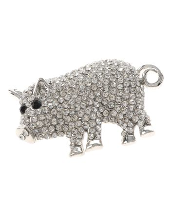 Crystal Pig Brooch