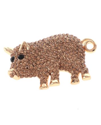 Crystal Pig Brooch