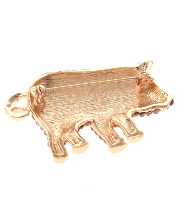 Crystal Pig Brooch