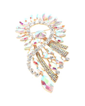 Extra Large Crystal Flower Brooch