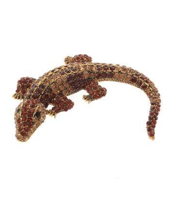 Large Alligator Rhinestone Brooch