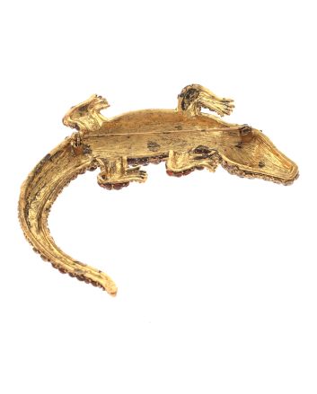 Large Alligator Rhinestone Brooch