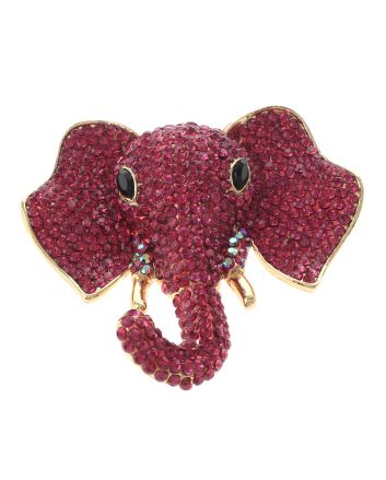 Large Crystal Elephant Brooch