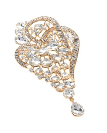 Extra Large Crystal Flower Brooch