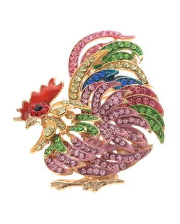 Crystal Rooster Brooch