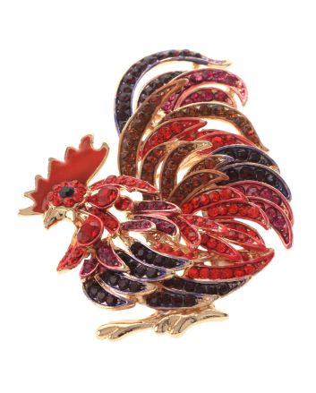 Crystal Rooster Brooch