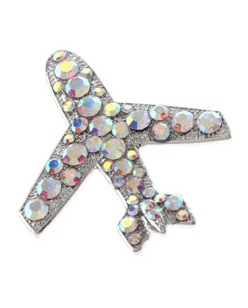 Crystal Air Plane Brooch