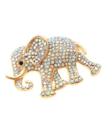 Large Crystal Elephant Brooch
