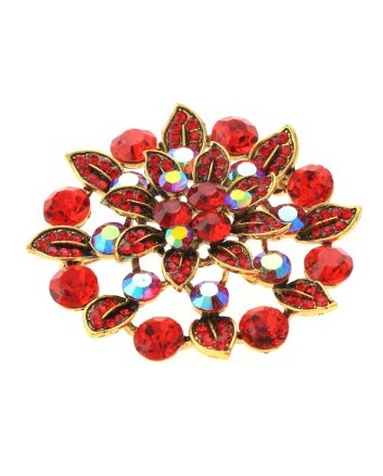 Large Crystal Flower Brooch
