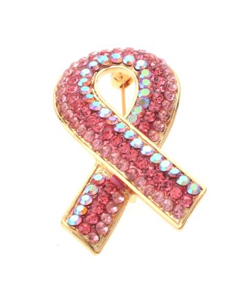 Crystal Pink Ribbon Brooch
