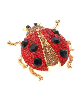 Large Crystal Lady Bug Brooch  