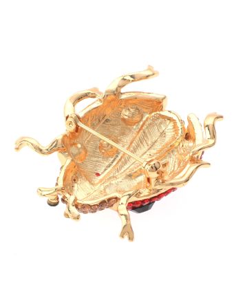 Large Crystal Lady Bug Brooch  