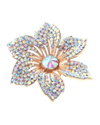 Crystal Rhinestone Flower Brooch
