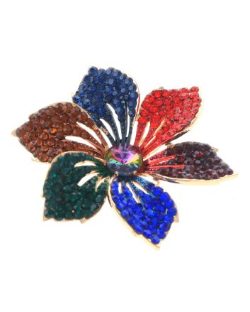 Crystal Rhinestone Flower Brooch