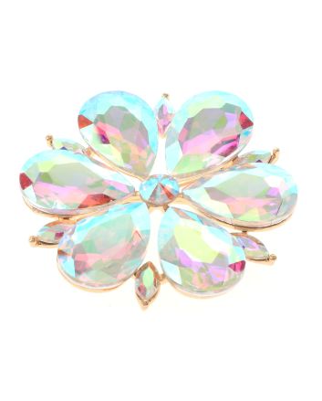Large Crystal Flower Brooch