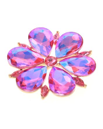 Large Crystal Flower Brooch