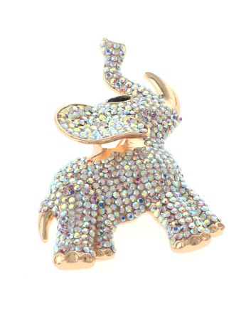 Large Crystal Elephant Brooch