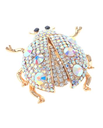 Large Crystal Lady Bug Brooch  