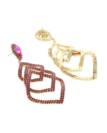 Large Crystal Chain Post Earrings