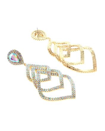 Large Crystal Chain Post Earrings