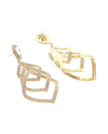 Large Crystal Chain Post Earrings