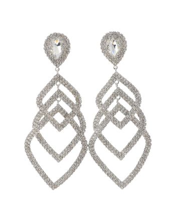 Large Crystal Chain Post Earrings
