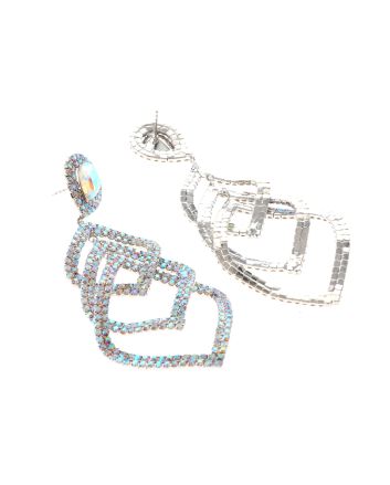Large Crystal Chain Post Earrings