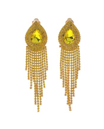 Rhinestone Clip On Chain Earrings