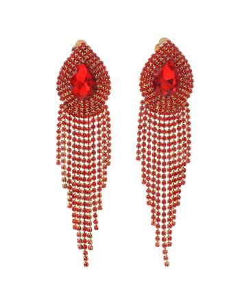 Rhinestone Clip On Chain Earrings
