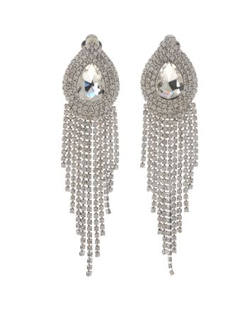Rhinestone Clip On Chain Earrings